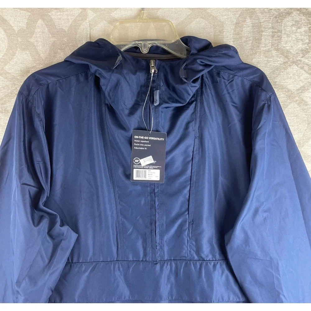 Jockey On-The-Go Versatility Mens M Navy Blue NWT Packable Anorak Windbreaker